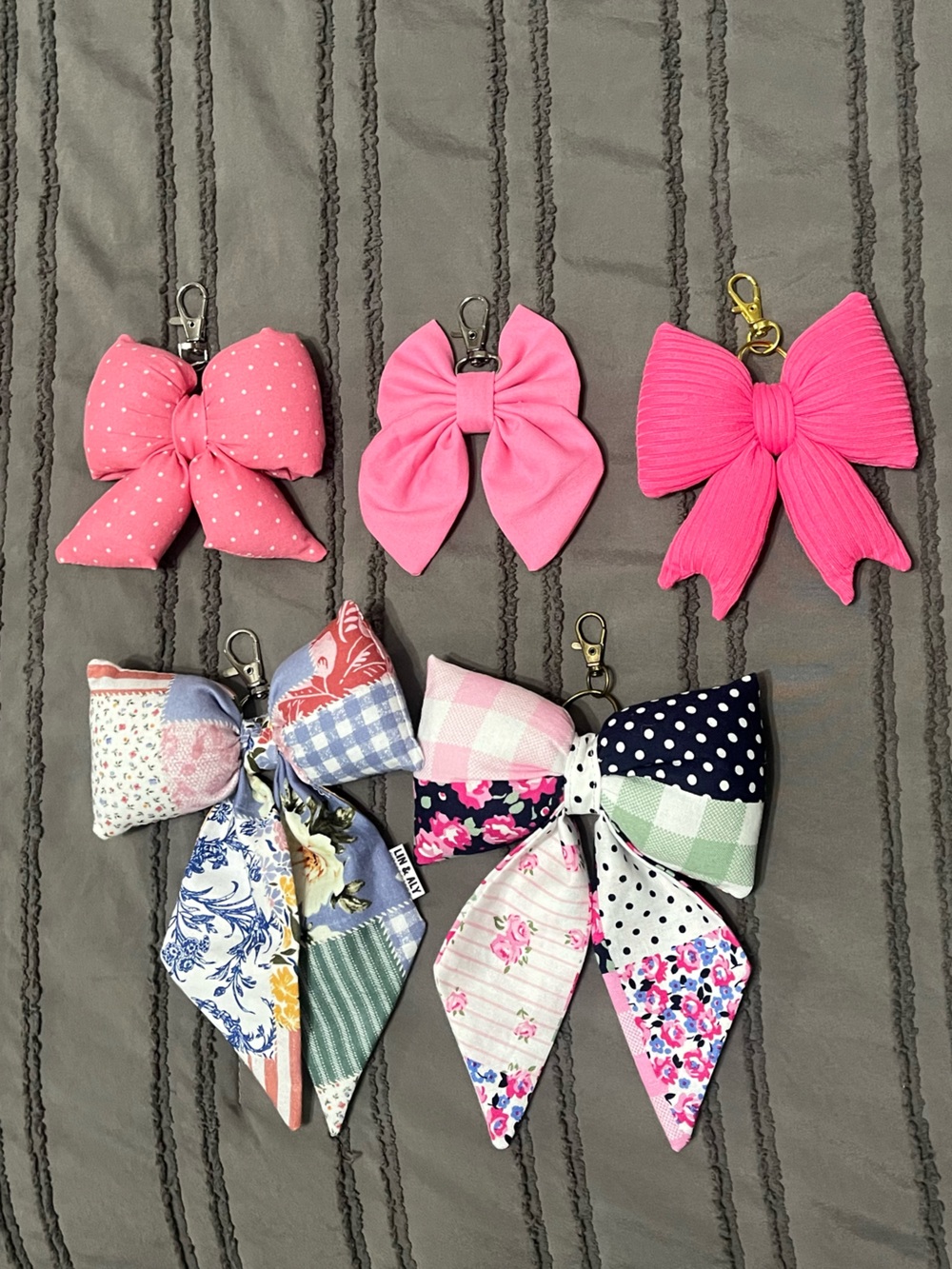 Assorted Bow Keychains / Bag Charms - 5 charms total - BNWOT